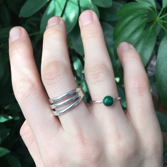 sterling silver malachite ring - Picture 4 of 4